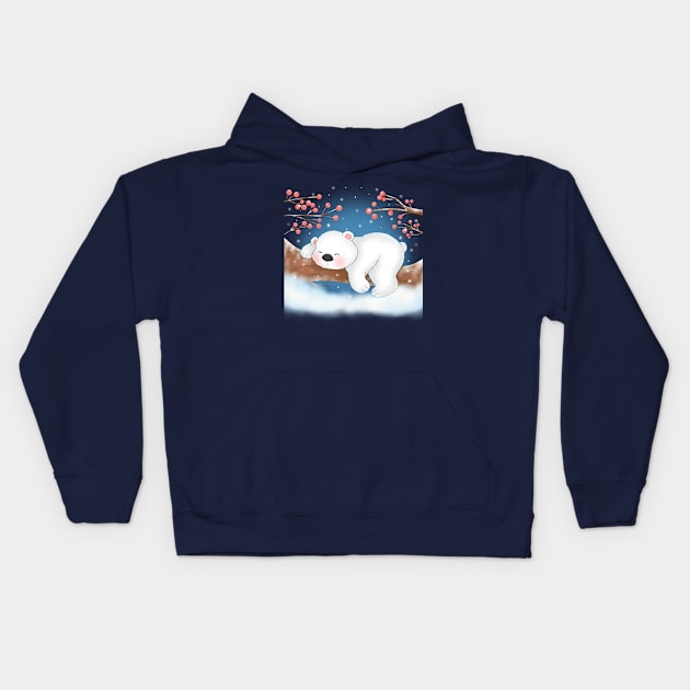 Sleeping Polar Bear Kids Hoodie by Athikan